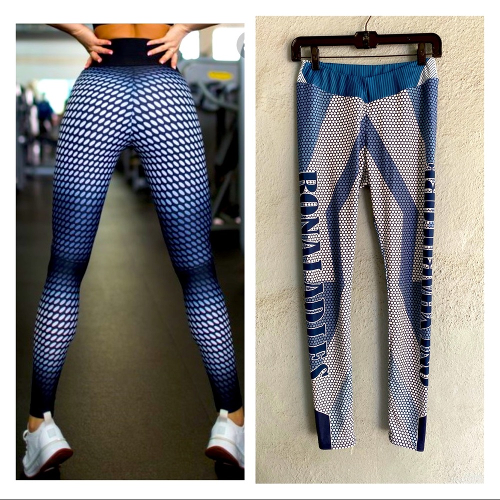 Women’s High Waisted Seamless Blue Graphic Legging